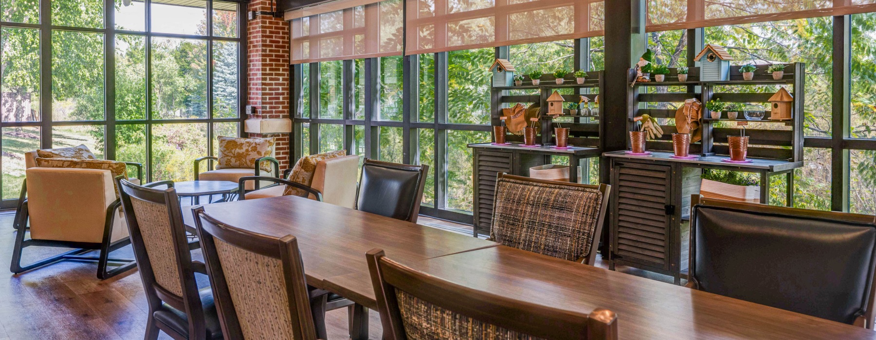 Glasshouse with table for crafts 